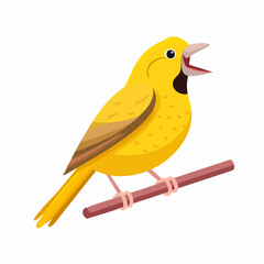 Vibrant Yellow Bird Chirping on a Branch