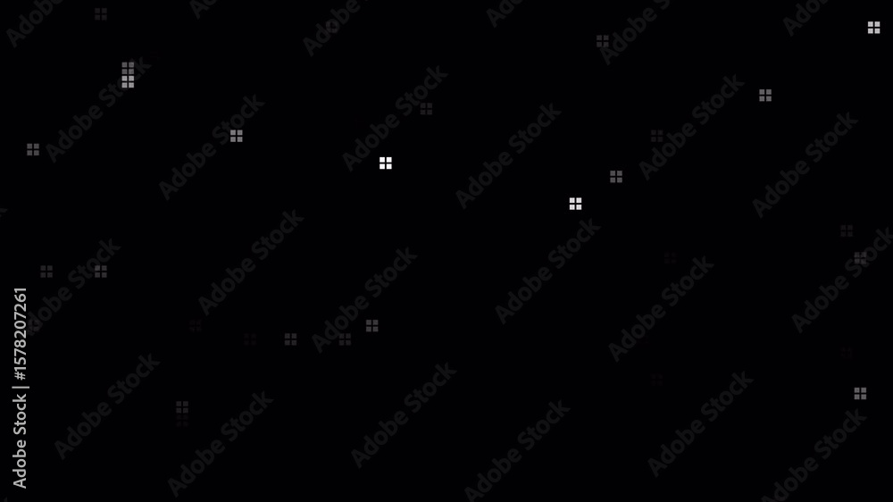 Poster abstract dark background with scattered pixelated squares animation
