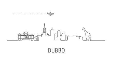 Obraz premium Dubbo Australia Line Art Skyline Silhouette.