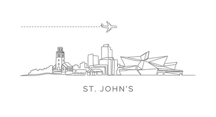 Fototapeta premium St Johns Skyline Outline Canada Travel.