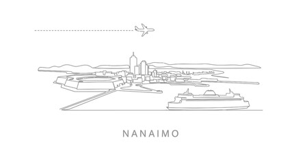 Nanaimo Skyline Line Art with BC, Canada, and Minimal.