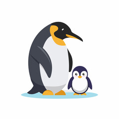 Obraz premium Adorable Cartoon Penguin Family Standing Together on Icy Surface