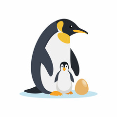 Obraz premium Adorable Penguin Family with Egg, Representing Love and Protection.