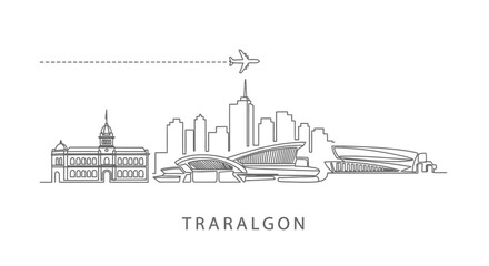 Obraz premium Traralgon Skyline City Minimalist Vector.