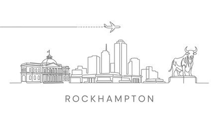 Obraz premium Rockhampton Skyline with Australia Plane, and Landmark.