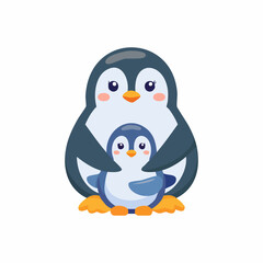 Obraz premium Adorable Penguin Parent and Child Embracing with Loving Affection.