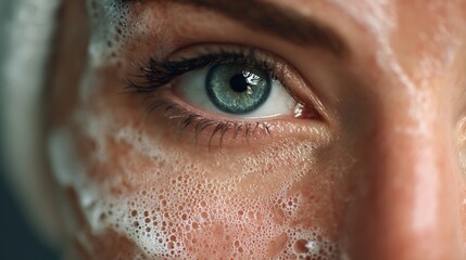 Woman's Face with Soap or Cleanser Close Up