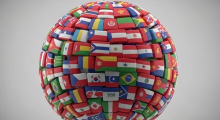 A Globe Covered in National Flags Representing Global Diversity and International Relations