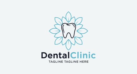 Tooth Icon with Floral Design for Dental Clinic Logo, Modern Style