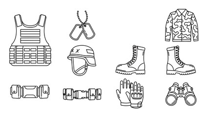 Vector Illustration of Black and White Body Armor, Protective Vest