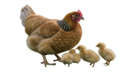 White chicken, hen, or rooster standing isolated on a white background, perfect for farm and poultry themes