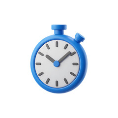 Blue Cartoon Stopwatch Icon Illustration on Transparent Background