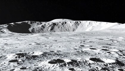 Moons Cratered Surface Under Stellar Night Sky with Space Exploration, and Astronomy.