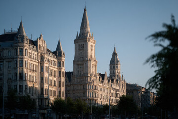 Fototapeta premium serene view of europes capital showcasing iconic architectural landmarks devoid of people