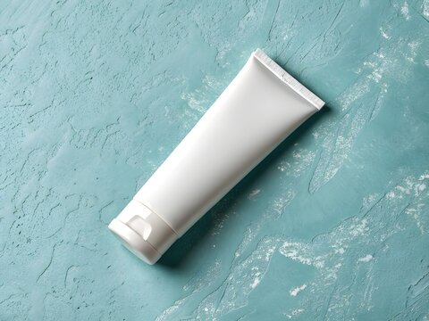 White Facewash Tube on Blue Background