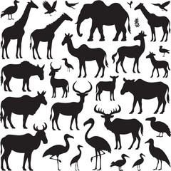 Fototapeta premium Walking Elephant Silhouette Vector IllustrationAfrican Elephant with Trunk Up Silhouette DesignCartoon Baby Elephant Outline VectorWild Elephant Silhouette for Safari or Jungle ThemeElegant El