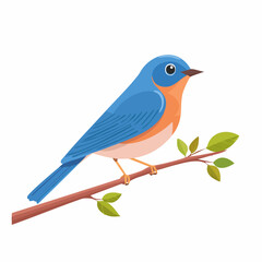 Obraz premium Vibrant Bluebird Perched on a Leafy Branch