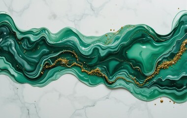 dark green and gold marbling background image, material, texture banner advertising poster