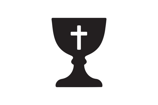 Holy Grail icon silhouette vector with white background