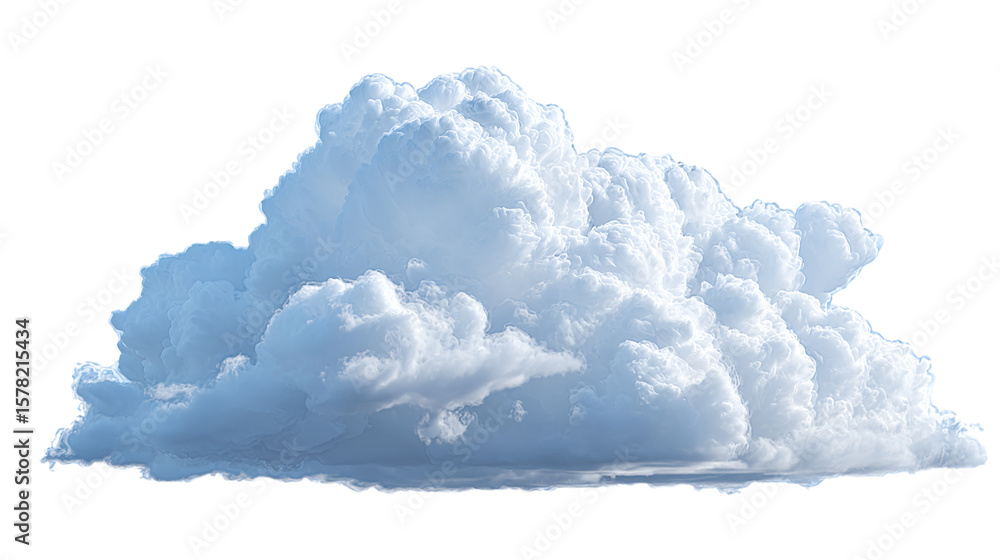 Wall mural soft white cloud with fluffy edges and dreamy style, isolated on tranparent background