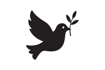 Obraz premium Peace Dove icon silhouette vector with white background
