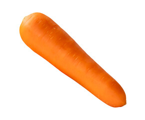 Side view of one fresh orange carrot root isolated with clipping path in png file format