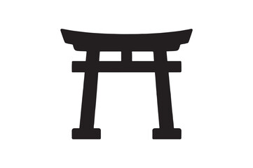 Shinto Shrine icon silhouette vector with white background