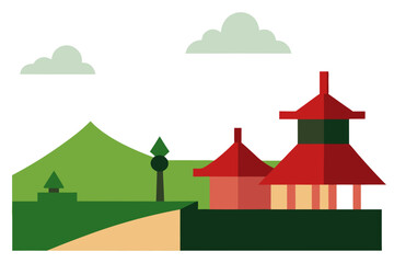 Traditional Rooftop View Of Countryside