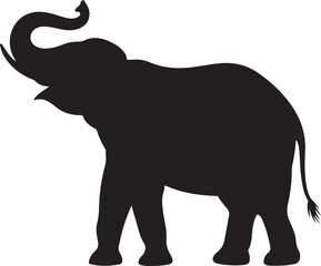 Obraz premium Walking Elephant Silhouette Vector IllustrationAfrican Elephant with Trunk Up Silhouette DesignCartoon Baby Elephant Outline VectorWild Elephant Silhouette for Safari or Jungle ThemeElegant El