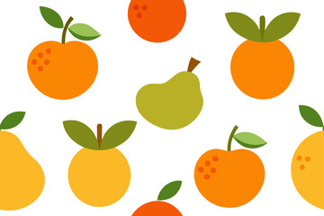 Repeating Tile Design Of Oranges Apples And Leaves