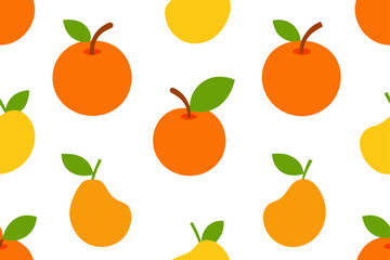 Repeating Tile Design Of Oranges Apples And Leaves