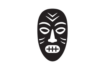 Tribal Mask icon silhouette vector with white background