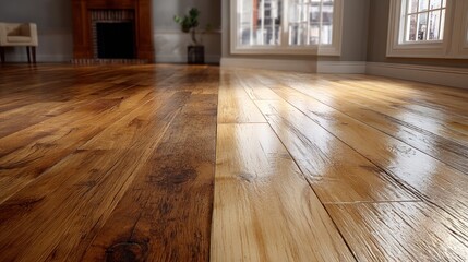 Refinished hardwood flooring exhibiting quality craftsmanship and transformation