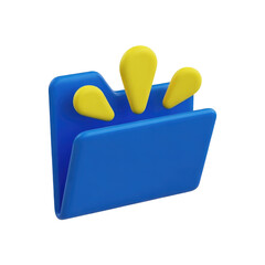 Blue folder with abstract yellow shapes for creative document organization and storage concept