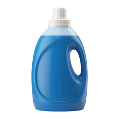 Blue plastic laundry detergent bottle with cap isolated on white background for cleaning supplies