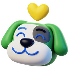 Cute animal emoji of a smiling cartoon dog face with bright colors for messaging and fun apps