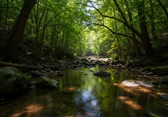 Fototapeta premium Emerald Stream's Whisper