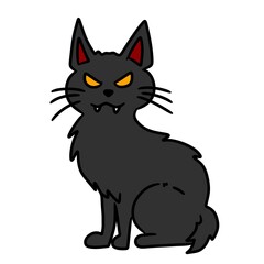 illustration of black cat cartoon character sitting