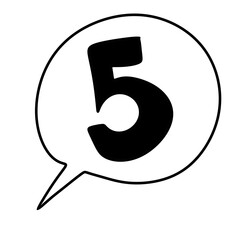 speech bubble icon illustration design, number 5