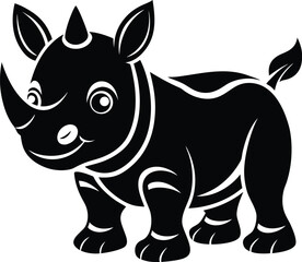 Happy Baby Rhino Cartoon Vector