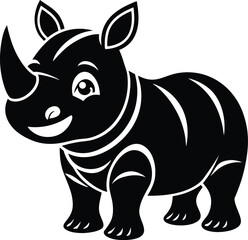 Cartoon Rhino Vector for Kids