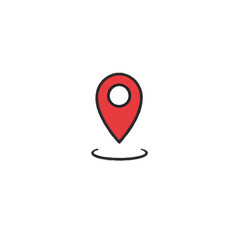Red Map Location Pointer Icon for Navigation, GPS, and Digital Maps