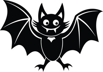 Flying Bat with Smile Vector Silhouette
