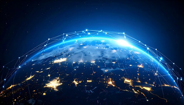 Global network of lights around a planet