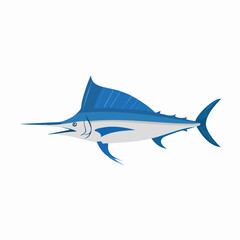 Fototapeta premium Striking Blue Marlin Illustration with Detailed Fins and Sword-like Bill