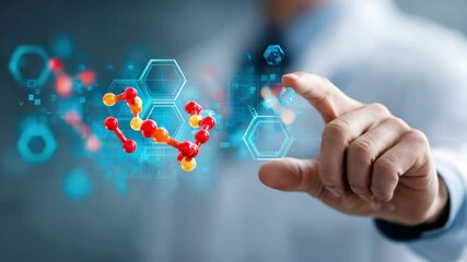 Genomic health map concept featuring molecular structure and digital hexagon interface showcasing scientific innovation - Powered by Adobe