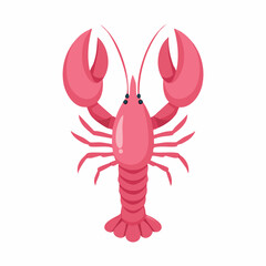 Vibrant Pink Lobster with Detailed Claws and Antennae Illustration