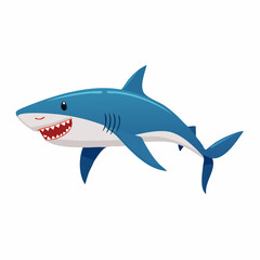 Obraz premium Smiling Cartoon Shark with Blue Body and Sharp Teeth.