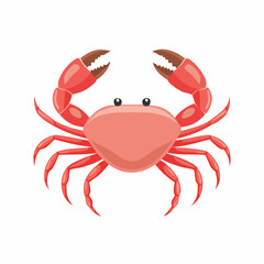 Cartoon Crab with Red Claws and Eight Legs, Facing Forward.