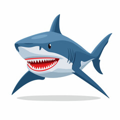 Cartoon Shark with Open Mouth and Sharp Teeth, Ready to Swim.